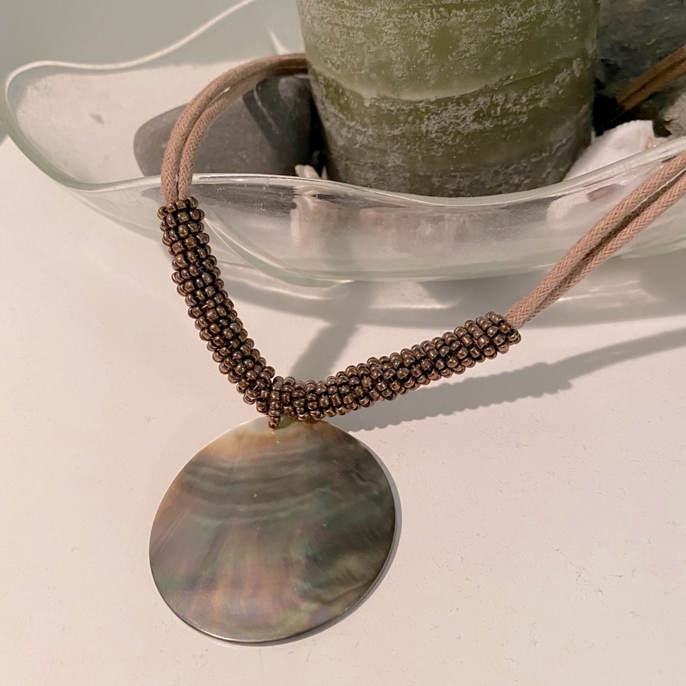 Lia Sophia Abalone and Leather Necklace